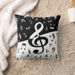 Stylish Treble Clef Wave Black and White Kissen