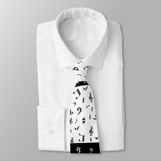 Stylish Treble Clef Wave Black and White Krawatte (Gebunden)