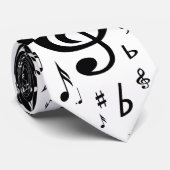 Stylish Treble Clef Wave Black and White Krawatte (Gerollt)