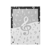 Stylish Treble Clef Wave Black and White Notizblock (Rotiert)