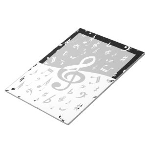 Stylish Treble Clef Wave Black and White Notizblock