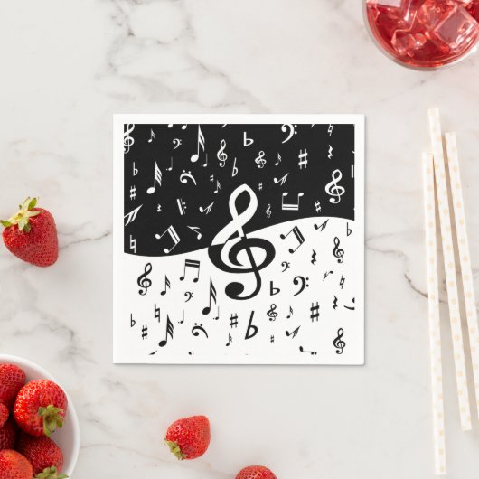 Stylish Treble Clef Wave Black and White Serviette (Beispiel)