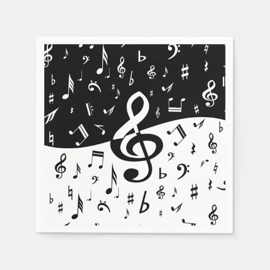 Stylish Treble Clef Wave Black and White Serviette (Vorderseite)