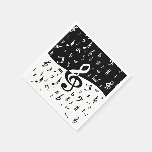 Stylish Treble Clef Wave Black and White Serviette (Ecke)