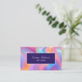 Stylish Trendy groovy neon faux holographic Visitenkarte (Stehend Vorderseite)