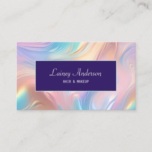 Stylish Trendy groovy pastel faux holographic Visitenkarte (Vorderseite)