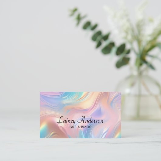 Stylish Trendy groovy pastel faux holograpic Visitenkarte (Stehend Vorderseite)
