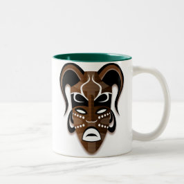 STYLISH TRIBAL MASK ILLUSTRATION ZWEIFARBIGE TASSE
