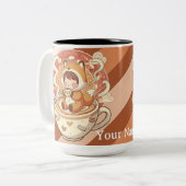 Stylish Two-Tone Fox Reading Mug Zweifarbige Tasse (Vorderseite Links)
