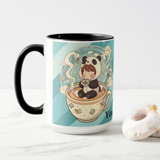 Stylish Two-Tone Panda Coffee Mug Tasse (Mit Donut)