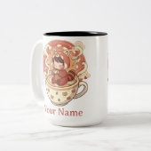 Stylish Two-Tone Red Panda Coffee Mug Zweifarbige Tasse (Vorderseite Links)