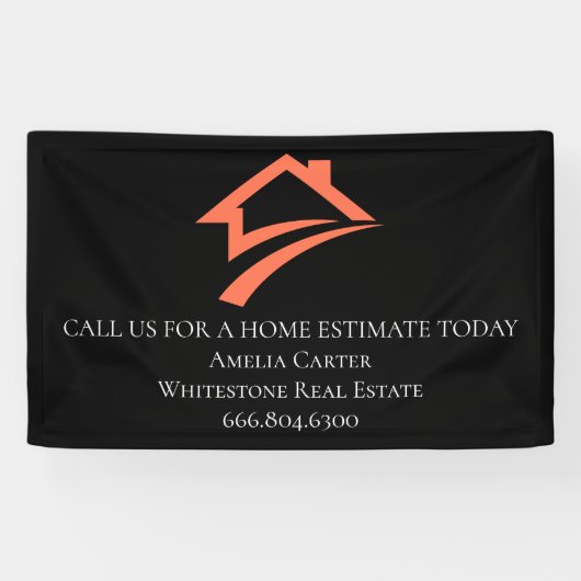 Stylish Unique Black Real Estate Agent Banner (Horizontal)
