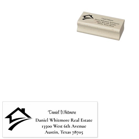Stylish Unique Black Real Estate Agent Gummistempel (Stempel)