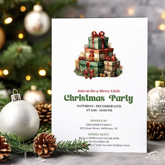 Stylish Victorian Christmas gifts party invite Einladung