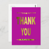 Stylish Vielen Dank Gold Typografie Postkarte (Vorne/Hinten)