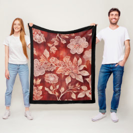 Stylish Vintage Floral Lace red and white Fleecedecke