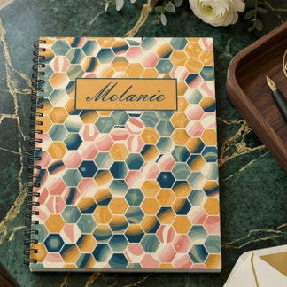 Stylish Vintage Geometric Hexagons Personalized Notizblock