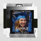 STYLISH WAVAVES FOTO TEMPLATE MONOGRAM,Schwarz-wei Einladung (Vorne/Hinten)