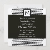 STYLISH WAVAVES FOTO TEMPLATE MONOGRAM,Schwarz-wei Einladung (Rückseite)