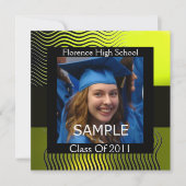 STYLISH WAVES FOTO TEMPLATE MONOGRAM, schwarz-gelb Einladung (Vorderseite)