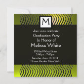 STYLISH WAVES FOTO TEMPLATE MONOGRAM, schwarz-gelb Einladung (Rückseite)