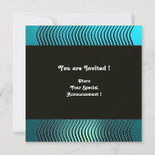 STYLISH WAVES MONOGRAM, aqua blue turquase, saphir Einladung (Rückseite)