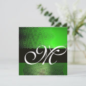 STYLISH WAVES MONOGRAM, smaragdgrün Einladung (Stehend Vorderseite)