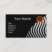 STYLISH WAVES SCHWARZ-WEISS Red Ruby Monogram Visitenkarte (Vorderseite)