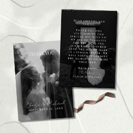 Stylish Wedding Photo Double-sided Thank You Dankeskarte