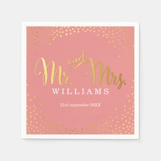 STYLISH WEDDTABLE mini Konfetti Goldkoralle Serviette (Vorderseite)