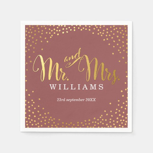 STYLISH WEDDTABLE mini Konfetti Goldmarsala Serviette (Vorderseite)