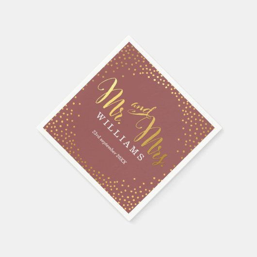 STYLISH WEDDTABLE mini Konfetti Goldmarsala Serviette (Ecke)