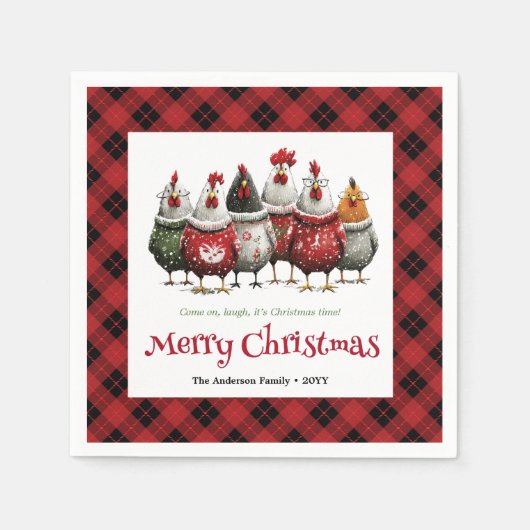 Stylish Whimsical Chickens Custom Name Minimalist Serviette (Vorderseite)
