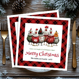 Stylish Whimsical Chickens Custom Name Minimalist Serviette