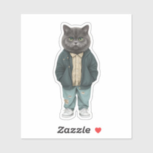 Stylish Whiskers: Dapper British Kurz haar Aufkleber