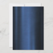 Stylish White Bow Pearls Navy Blue Metallic Einladung (Rückseite)