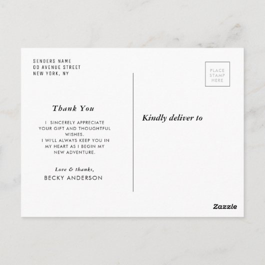 stylish white script Abschluss danke Ihnen card Postkarte (Rückseite)