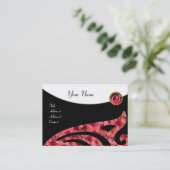 STYLISH WING 2 MONOGRAM, RED RUBY, fuchsienrosa Visitenkarte (Stehend Vorderseite)