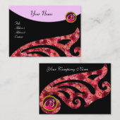 STYLISH WING 2 MONOGRAM, RED RUBY, fuchsienrosa Visitenkarte (Vorne/Hinten)