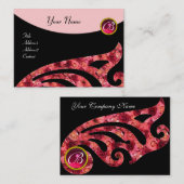 STYLISH WING 2 MONOGRAM, RED RUBY, fuchsienrosa Visitenkarte (Vorne/Hinten)
