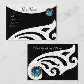 STYLISH WINGS MONOGRAM ,BLAUE SAPPHIRE Perle Visitenkarte (Vorne/Hinten)