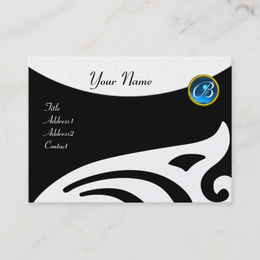 STYLISH WINGS MONOGRAM ,BLAUE SAPPHIRE Perle Visitenkarte (Vorderseite)