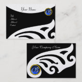 STYLISH WINGS MONOGRAM ,BLAUE SAPPHIRE Perle Visitenkarte (Vorne/Hinten)