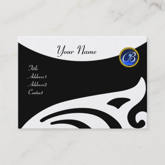 STYLISH WINGS MONOGRAM ,BLAUE SAPPHIRE Perle Visitenkarte (Vorderseite)