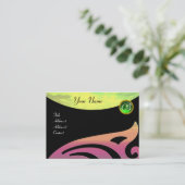 STYLISH WINGS MONOGRAM, grüner Smaragd, gelb rosa Visitenkarte (Stehend Vorderseite)