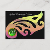 STYLISH WINGS MONOGRAM, grüner Smaragd, gelb rosa Visitenkarte (Rückseite)
