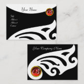 STYLISH WINGS MONOGRAM, RED RUBY, Leinen Visitenkarte (Vorne/Hinten)