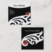 STYLISH WINGS RUBY GEM MONOGRAM Schwarz-weiß Pearl Quadratische Visitenkarte (Vorne/Hinten)