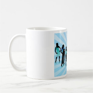 Stylish Women Silhouetten Teal Blau Mode Kaffeetasse