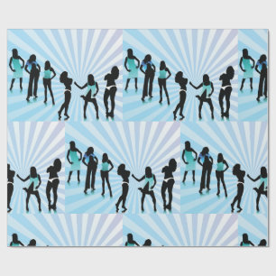 Stylish Women Silhouetten Türkisblaue Mode Geschenkpapier